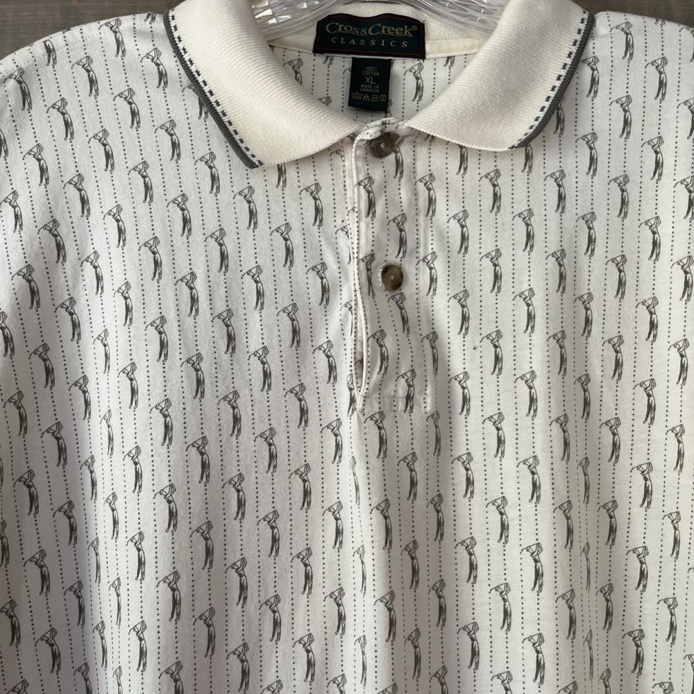 Vintage 90's Cross Creek Classics Polo Shirt All Over Golfer 100% Cotton Mens XL - Picture 6 of 9